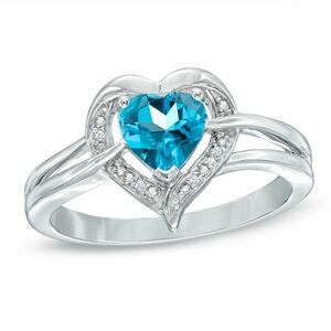 Heart-Shaped Blue Gemstone Silver Ring